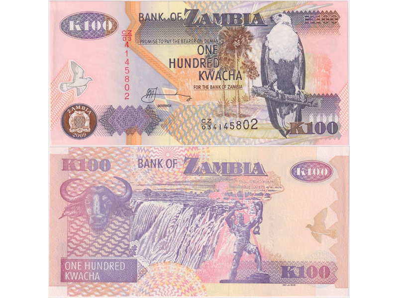 Замбия. Банкнота 100 квач 2009г.