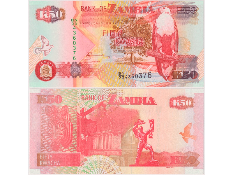 Замбия. Банкнота 50 квач 2008г.