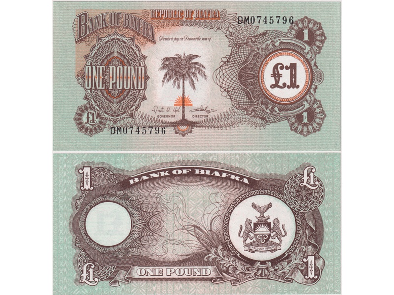 Биафра. Банкнота 1 фунт 1969г.