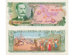 Коста-Рика. 5 колонов 1989г.