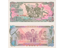 Северная Корея. Банкнота 1 вона 1978г.