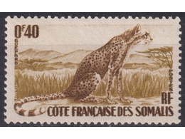 Французское Сомали. Дикие кошки. Почтовая марка 1958г.