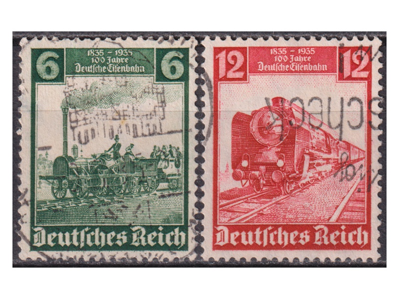 Германия. 100 летие немецкой железной дороге. Почтовые марки 1935г.