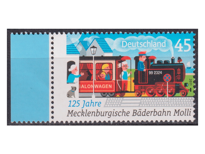 Германия. Паровая тяга. Почтовая марка 2011г.
