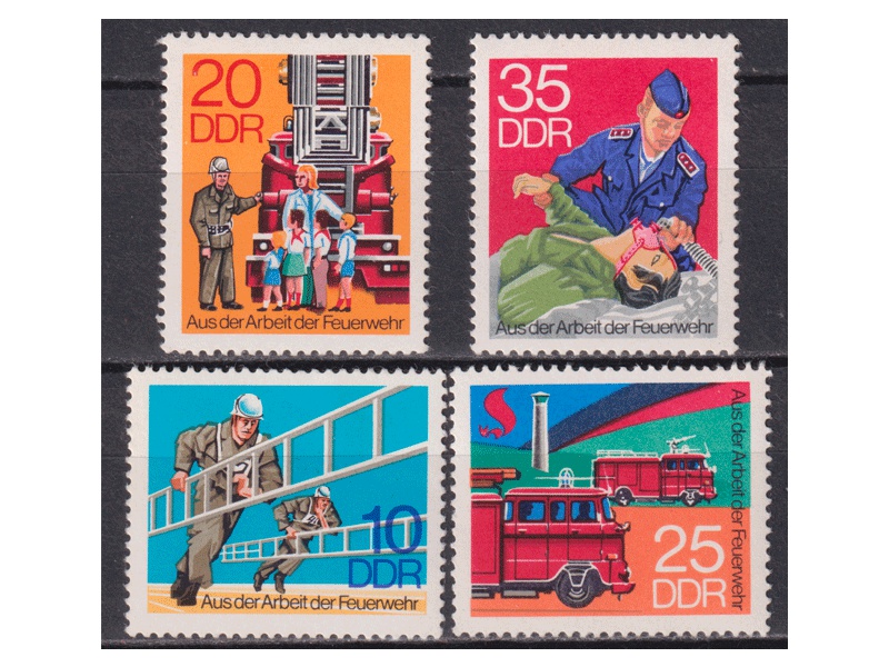 Германия (ГДР). Пожарная служба. Серия марок 1977г.