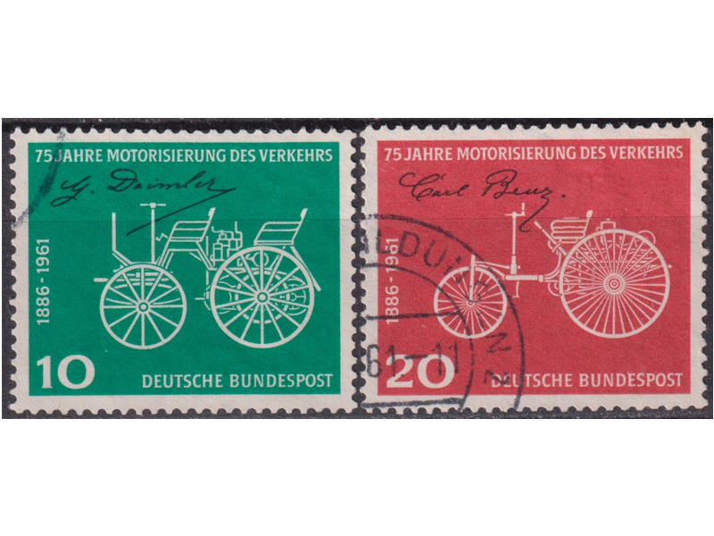 Германия (ФРГ). 75 лет моторизации. Серия марок 1961г.