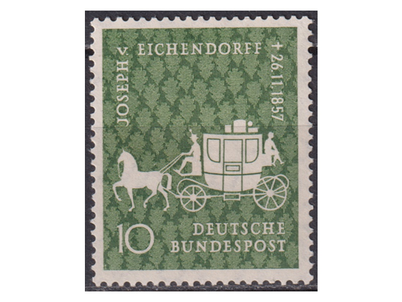 Германия (ФРГ). Йозеф Эйхендорф. Почтовая марка 1957г.