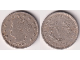 США. 5 центов 1905г.