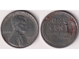 США. 1 цент 1943г. (S).