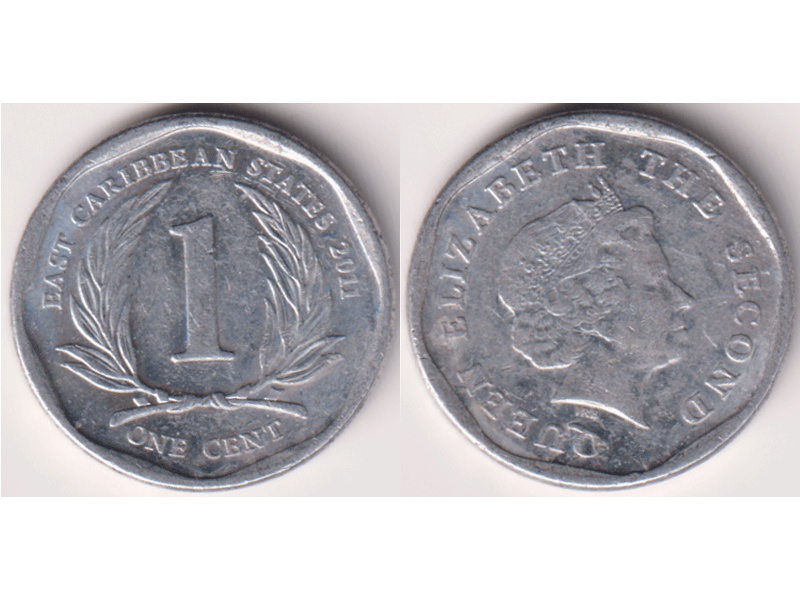 Карибские острова. 1 цент 2011г.