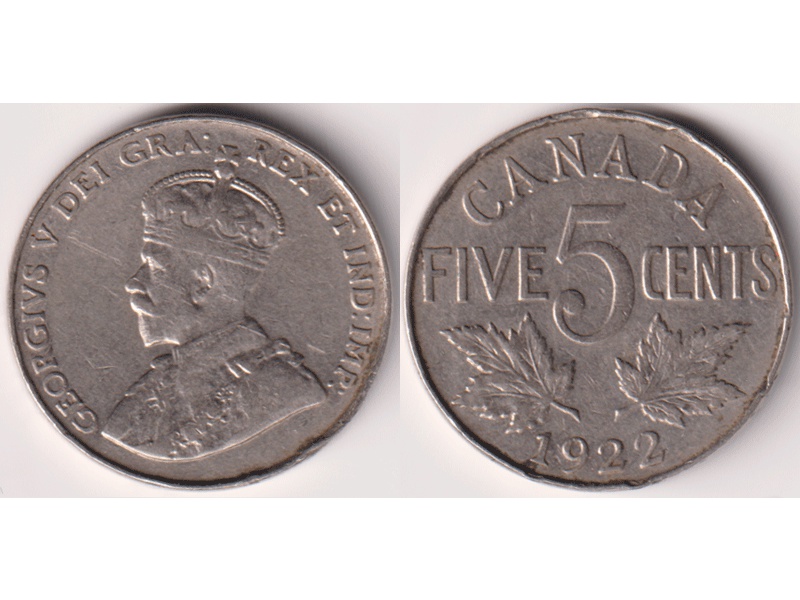 Канада. 5 центов 1922г.