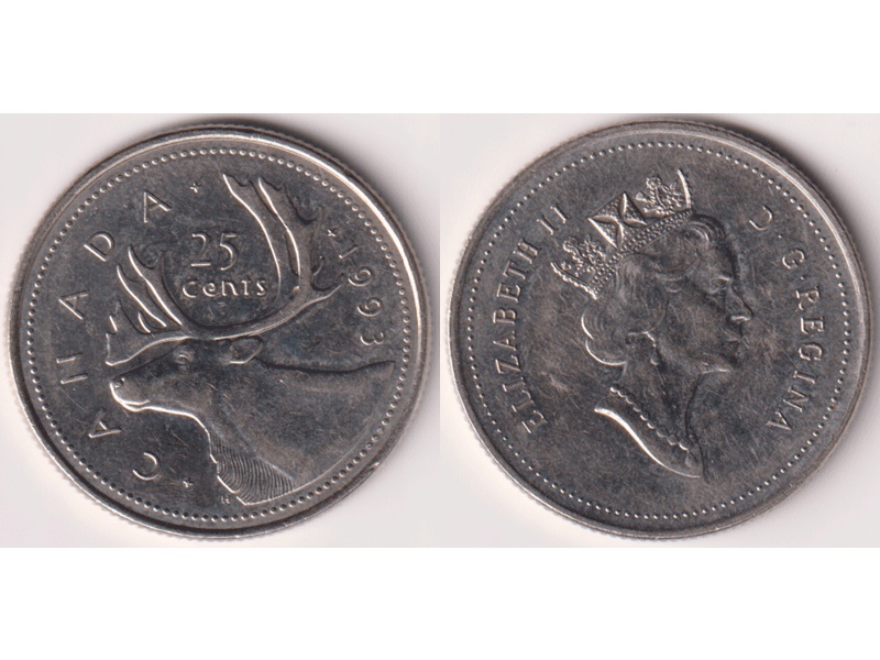 Канада. 25 центов 1993г.