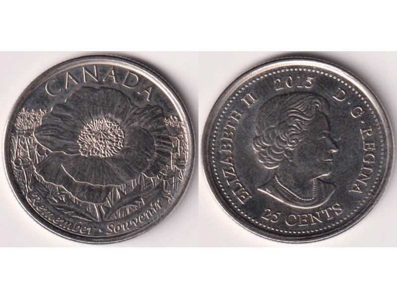 Канада. 25 центов 2015г.