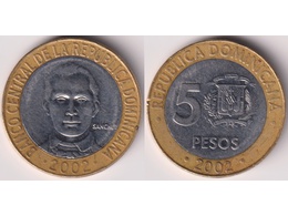 Доминикана. 5 песо 2002г.