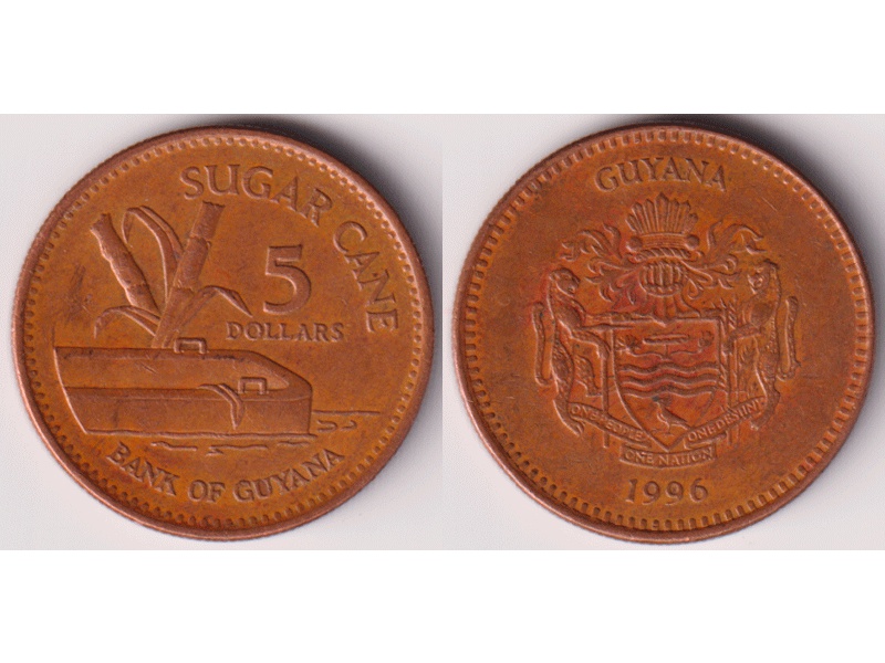 Гайана. 5 долларов 1996г.
