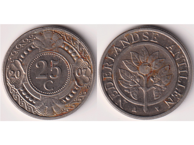 Антильские острова. 25 центов 2007г.
