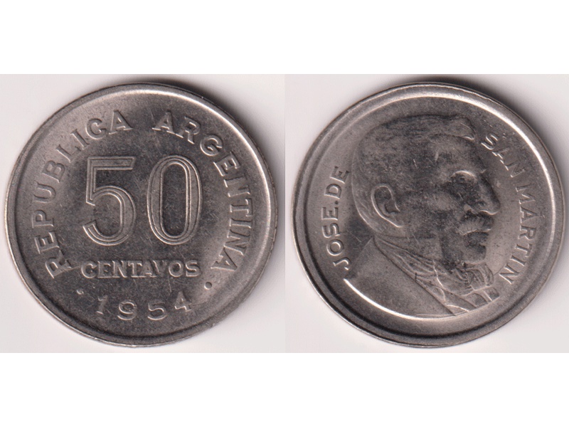 Аргентина. 50 сентаво 1954г.