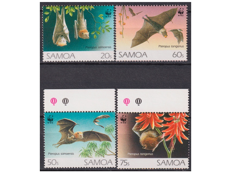 Самоа. Летучие мыши. Серия марок 1993г.