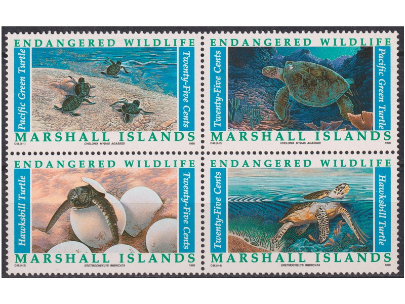 Маршалловы острова. Черепахи. Сцепка 1990г.