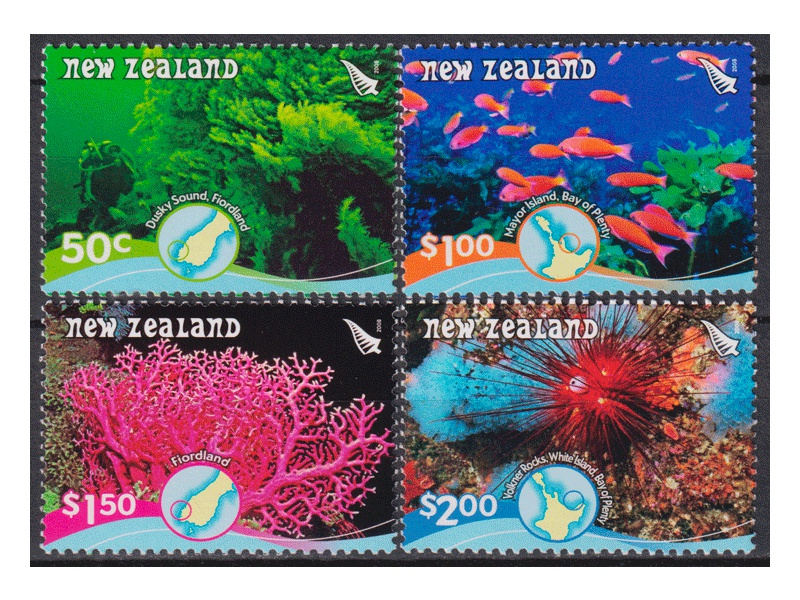 Новая Зеландия. Морская жизнь. Серия марок 2008г.