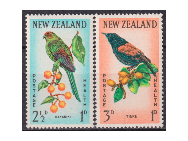 Новая Зеландия. Птицы. Серия марок 1962г.