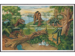 Танзания. Динозавры. Филателия. Лист 1999г.