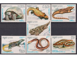 Кампучия. Рептилии. Серия марок 1987г.