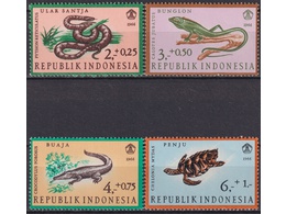 Индонезия. Рептилии. Серия марок 1966г.