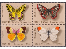 США. Бабочки. Филателия 1977г.