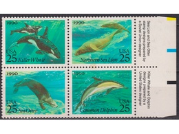 США. Фауна моря. Филателия 1990г.
