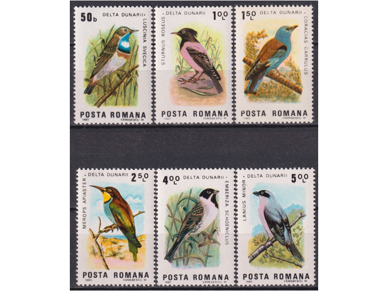 Румыния. Птицы. Серия марок 1983г.