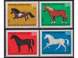 Германия (ФРГ). Лошади. Серия марок 1969г.