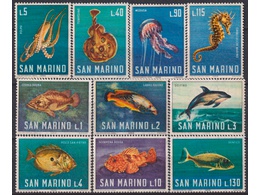 Сан Марино. Рыбы. Серия марок 1966г.